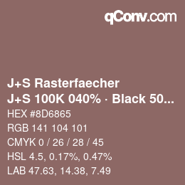 カラーコード: J+S Rasterfaecher - J+S 100K 040% · Black 50% | qconv.com