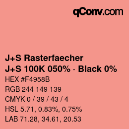 Farbcode: J+S Rasterfaecher - J+S 100K 050% · Black 0% | qconv.com
