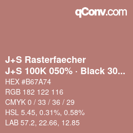 Farbcode: J+S Rasterfaecher - J+S 100K 050% · Black 30% | qconv.com