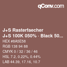 カラーコード: J+S Rasterfaecher - J+S 100K 050% · Black 50% | qconv.com