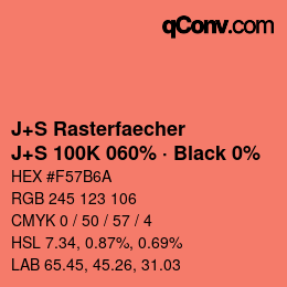 Farbcode: J+S Rasterfaecher - J+S 100K 060% · Black 0% | qconv.com