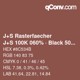 Farbcode: J+S Rasterfaecher - J+S 100K 060% · Black 50% | qconv.com