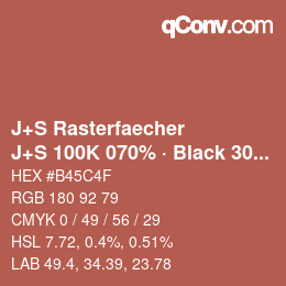 カラーコード: J+S Rasterfaecher - J+S 100K 070% · Black 30% | qconv.com