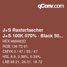 Code couleur: J+S Rasterfaecher - J+S 100K 070% · Black 50% | qconv.com