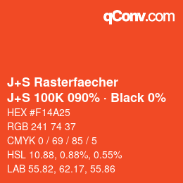 Farbcode: J+S Rasterfaecher - J+S 100K 090% · Black 0% | qconv.com