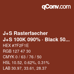 カラーコード: J+S Rasterfaecher - J+S 100K 090% · Black 50% | qconv.com