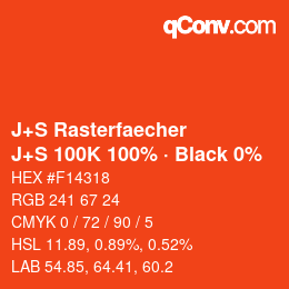 Farbcode: J+S Rasterfaecher - J+S 100K 100% · Black 0% | qconv.com