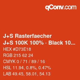 Farbcode: J+S Rasterfaecher - J+S 100K 100% · Black 10% | qconv.com