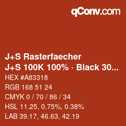 カラーコード: J+S Rasterfaecher - J+S 100K 100% · Black 30% | qconv.com