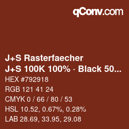 Code couleur: J+S Rasterfaecher - J+S 100K 100% · Black 50% | qconv.com