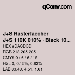 Code couleur: J+S Rasterfaecher - J+S 110K 010% · Black 10% | qconv.com