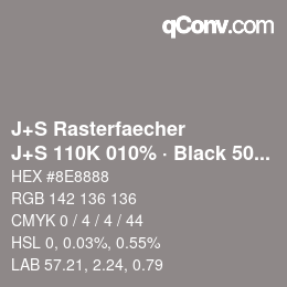 カラーコード: J+S Rasterfaecher - J+S 110K 010% · Black 50% | qconv.com