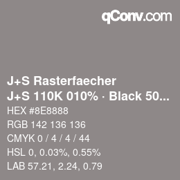 Color code: J+S Rasterfaecher - J+S 110K 010% · Black 50% | qconv.com