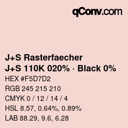 Farbcode: J+S Rasterfaecher - J+S 110K 020% · Black 0% | qconv.com
