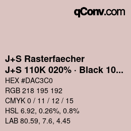 Color code: J+S Rasterfaecher - J+S 110K 020% · Black 10% | qconv.com