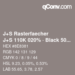 Code couleur: J+S Rasterfaecher - J+S 110K 020% · Black 50% | qconv.com