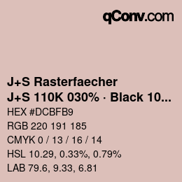 カラーコード: J+S Rasterfaecher - J+S 110K 030% · Black 10% | qconv.com