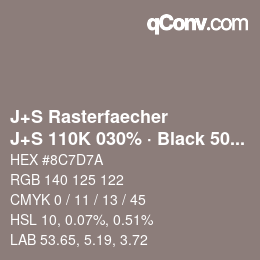 Code couleur: J+S Rasterfaecher - J+S 110K 030% · Black 50% | qconv.com