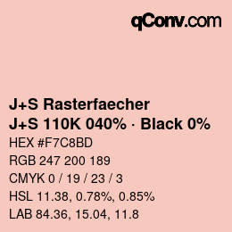 Code couleur: J+S Rasterfaecher - J+S 110K 040% · Black 0% | qconv.com