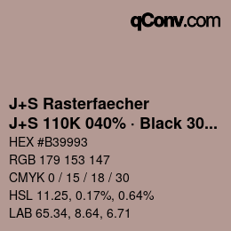 カラーコード: J+S Rasterfaecher - J+S 110K 040% · Black 30% | qconv.com