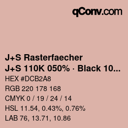 Code couleur: J+S Rasterfaecher - J+S 110K 050% · Black 10% | qconv.com