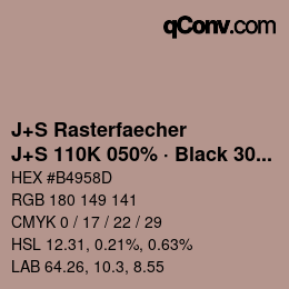 カラーコード: J+S Rasterfaecher - J+S 110K 050% · Black 30% | qconv.com