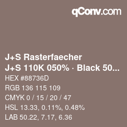 Code couleur: J+S Rasterfaecher - J+S 110K 050% · Black 50% | qconv.com