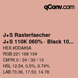 カラーコード: J+S Rasterfaecher - J+S 110K 060% · Black 10% | qconv.com