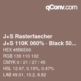 カラーコード: J+S Rasterfaecher - J+S 110K 060% · Black 50% | qconv.com