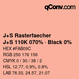 Farbcode: J+S Rasterfaecher - J+S 110K 070% · Black 0% | qconv.com