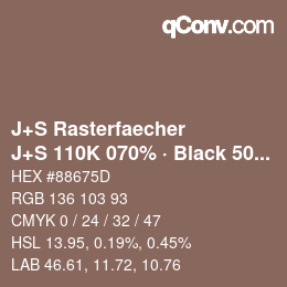 Farbcode: J+S Rasterfaecher - J+S 110K 070% · Black 50% | qconv.com
