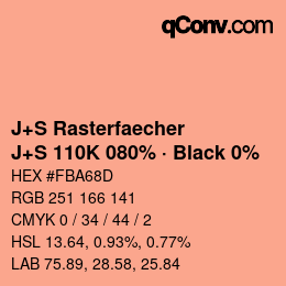 Farbcode: J+S Rasterfaecher - J+S 110K 080% · Black 0% | qconv.com