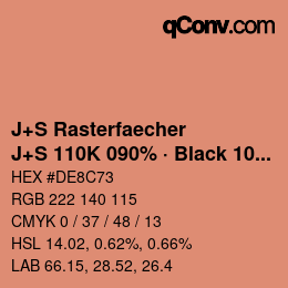 カラーコード: J+S Rasterfaecher - J+S 110K 090% · Black 10% | qconv.com
