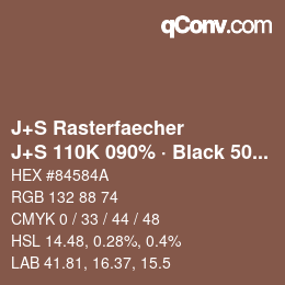 カラーコード: J+S Rasterfaecher - J+S 110K 090% · Black 50% | qconv.com