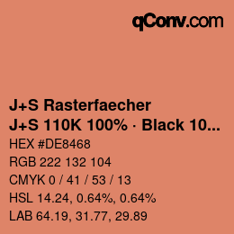 カラーコード: J+S Rasterfaecher - J+S 110K 100% · Black 10% | qconv.com