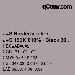 Code couleur: J+S Rasterfaecher - J+S 120K 010% · Black 30% | qconv.com