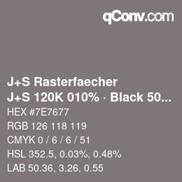 カラーコード: J+S Rasterfaecher - J+S 120K 010% · Black 50% | qconv.com
