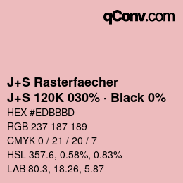カラーコード: J+S Rasterfaecher - J+S 120K 030% · Black 0% | qconv.com