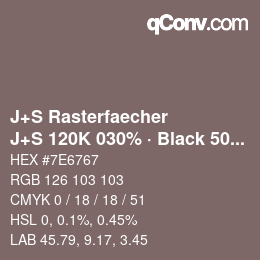 Farbcode: J+S Rasterfaecher - J+S 120K 030% · Black 50% | qconv.com