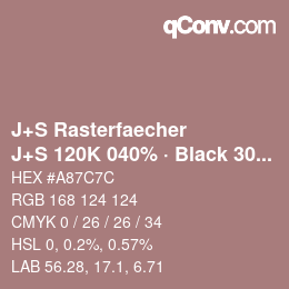 カラーコード: J+S Rasterfaecher - J+S 120K 040% · Black 30% | qconv.com