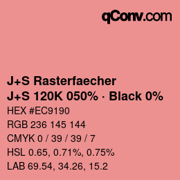 Farbcode: J+S Rasterfaecher - J+S 120K 050% · Black 0% | qconv.com