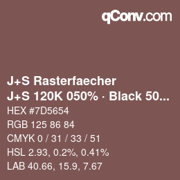 Farbcode: J+S Rasterfaecher - J+S 120K 050% · Black 50% | qconv.com