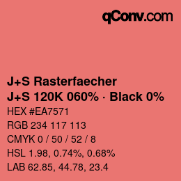 Farbcode: J+S Rasterfaecher - J+S 120K 060% · Black 0% | qconv.com