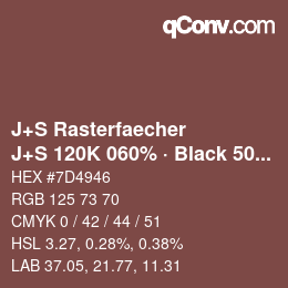 Farbcode: J+S Rasterfaecher - J+S 120K 060% · Black 50% | qconv.com