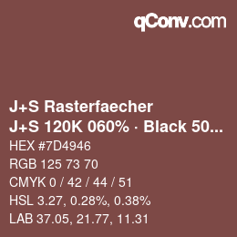 Color code: J+S Rasterfaecher - J+S 120K 060% · Black 50% | qconv.com