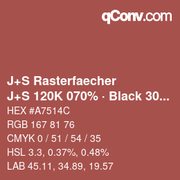 Farbcode: J+S Rasterfaecher - J+S 120K 070% · Black 30% | qconv.com