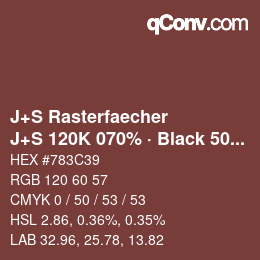 カラーコード: J+S Rasterfaecher - J+S 120K 070% · Black 50% | qconv.com