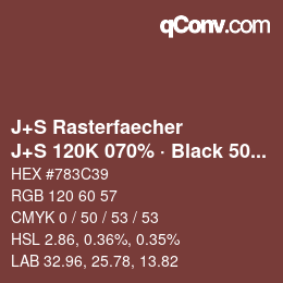 Color code: J+S Rasterfaecher - J+S 120K 070% · Black 50% | qconv.com