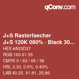 カラーコード: J+S Rasterfaecher - J+S 120K 080% · Black 30% | qconv.com