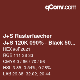 Farbcode: J+S Rasterfaecher - J+S 120K 090% · Black 50% | qconv.com